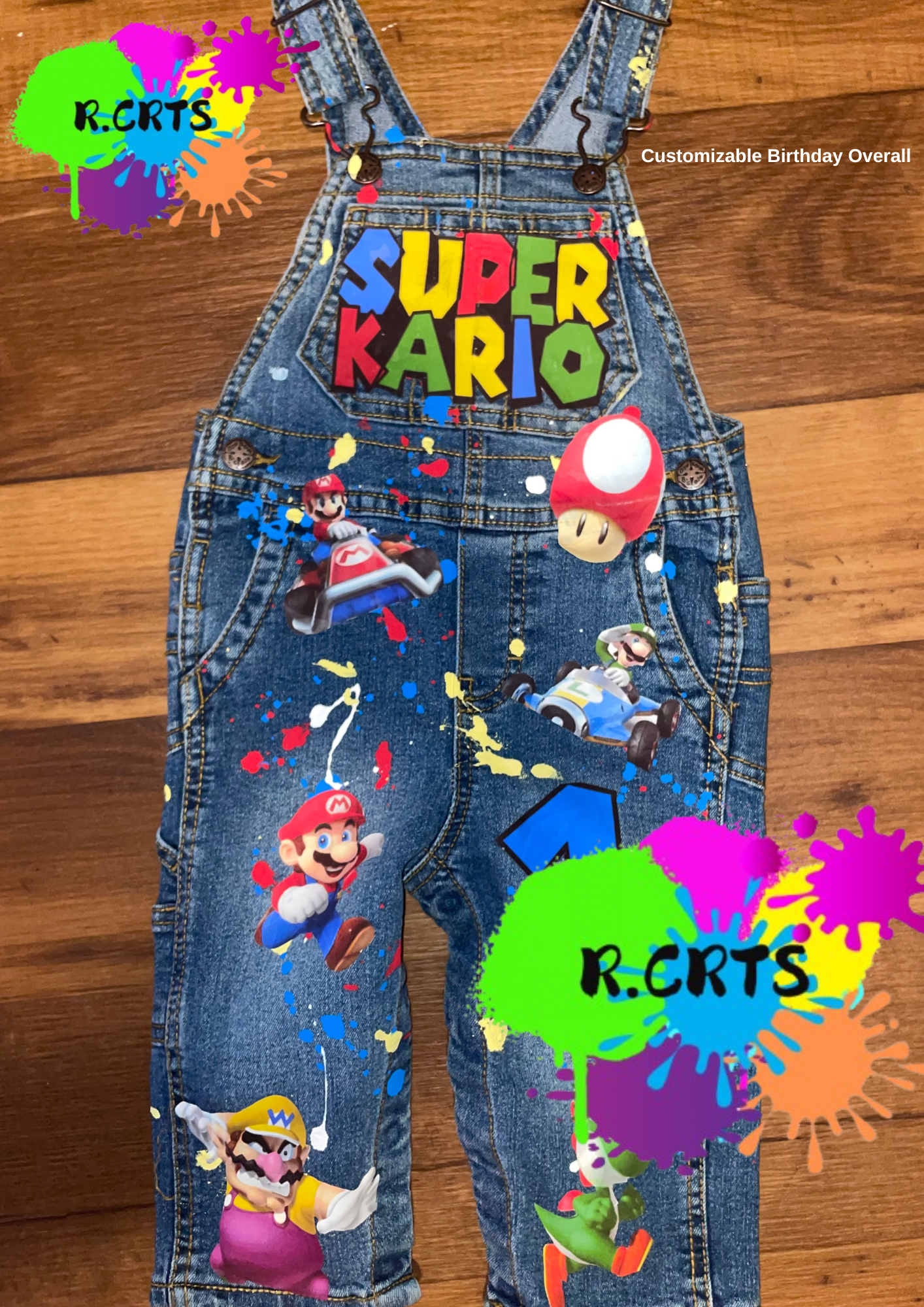 Custom Birthday Mario Kart Racer Overall | Birthday Customized Outfit | Kids Birthday Outfits | Boy or Girl | Personalized Birthday Clothing