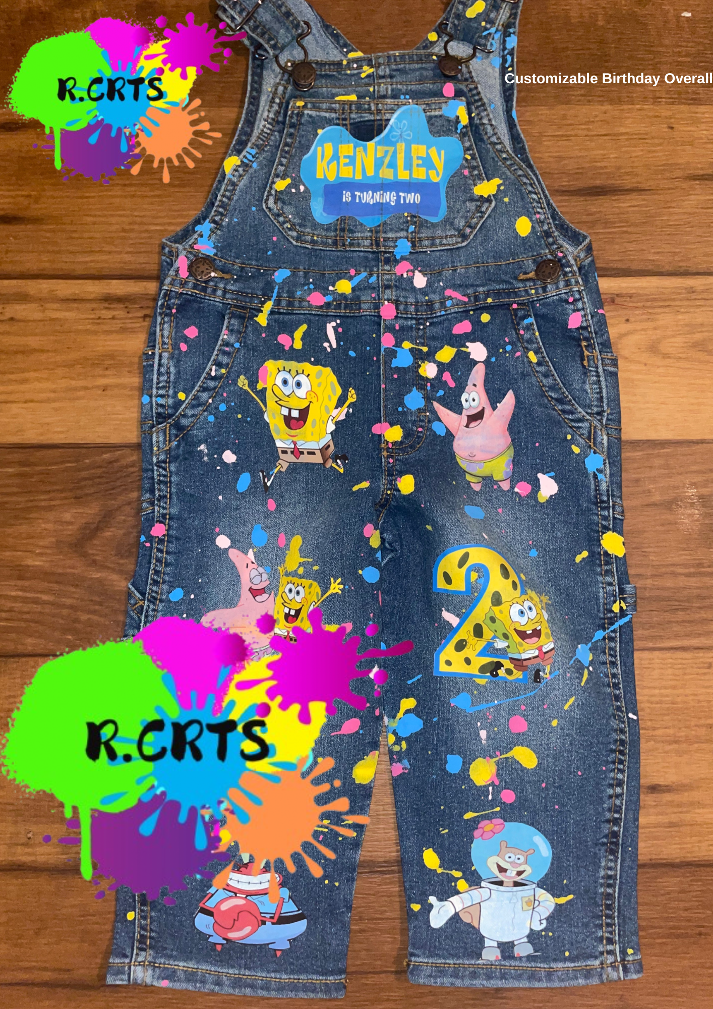 Custom Birthday Sponge Theme Overall | Birthday Customized Outfit | Kids Birthday Outfits | Boy or Girl | Personalized Birthday Clothing