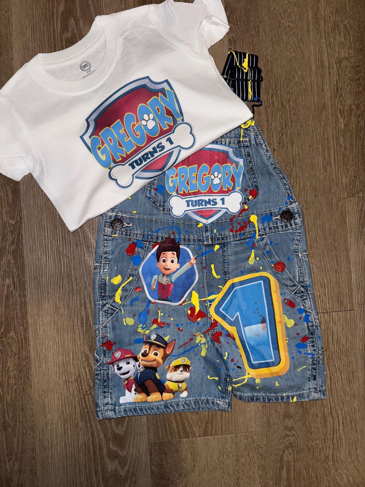 Custom Overall Short Set - Any Theme Boy/Girl - Birthday Set - Kids Birthday Outfit - Shortall Birthday Custom