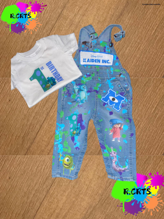 Custom Overalls Set -  Any Theme Boy/Girl - Birthday Set - Kids Birthday Outfit Any Theme