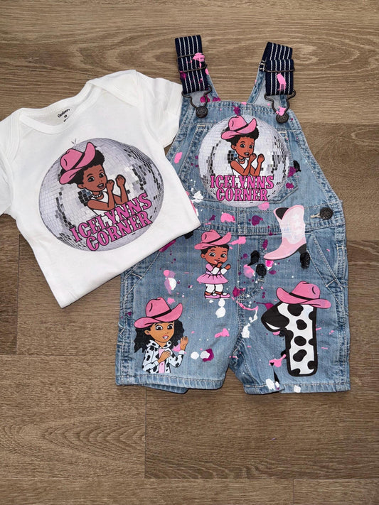 Custom Overall Short  Set -  Any Theme Boy/Girl - Birthday Set - Kids Birthday Outfit - Shortall Birthday Custom Girls Gracie Corner
