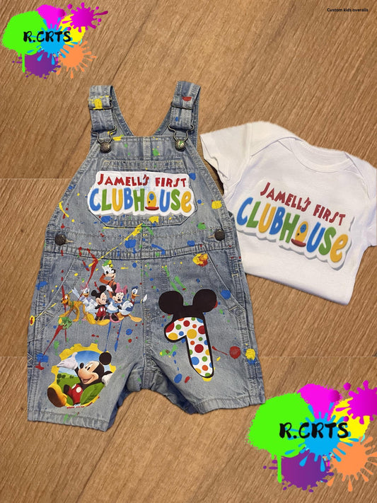 Custom Overall Short  Set -  Any Theme Boy/Girl - Birthday Set - Kids Birthday Outfit - Shortall Birthday Custom