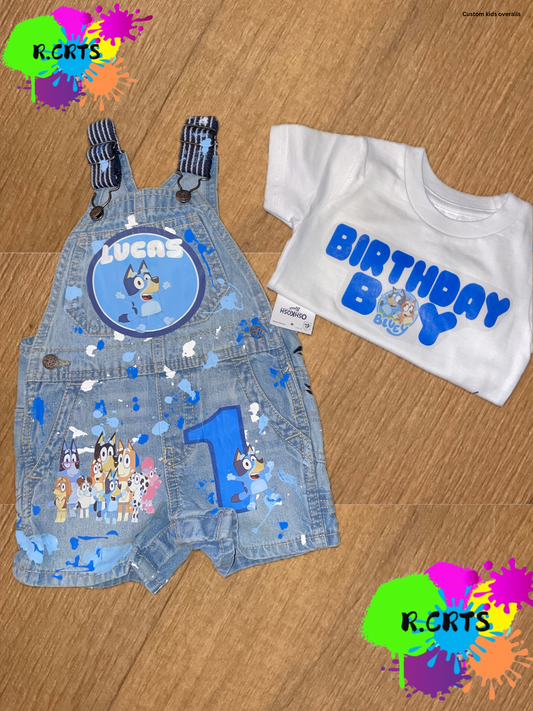 Custom Overall Short  Set -  Any Theme Boy/Girl - Birthday Set - Kids Birthday Outfit - Shortall Birthday Custom Girls Gracie Corner