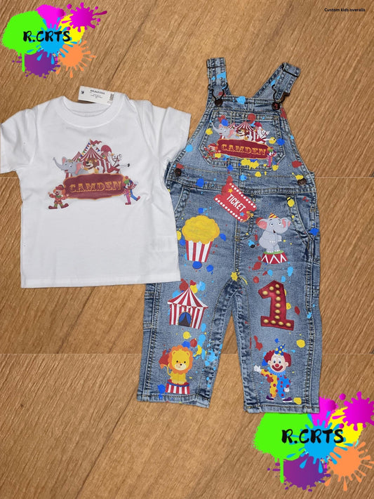 Custom Overalls Set -  Any Theme Boy/Girl - Birthday Set - Kids Birthday Outfit - Wild One Birthday Theme