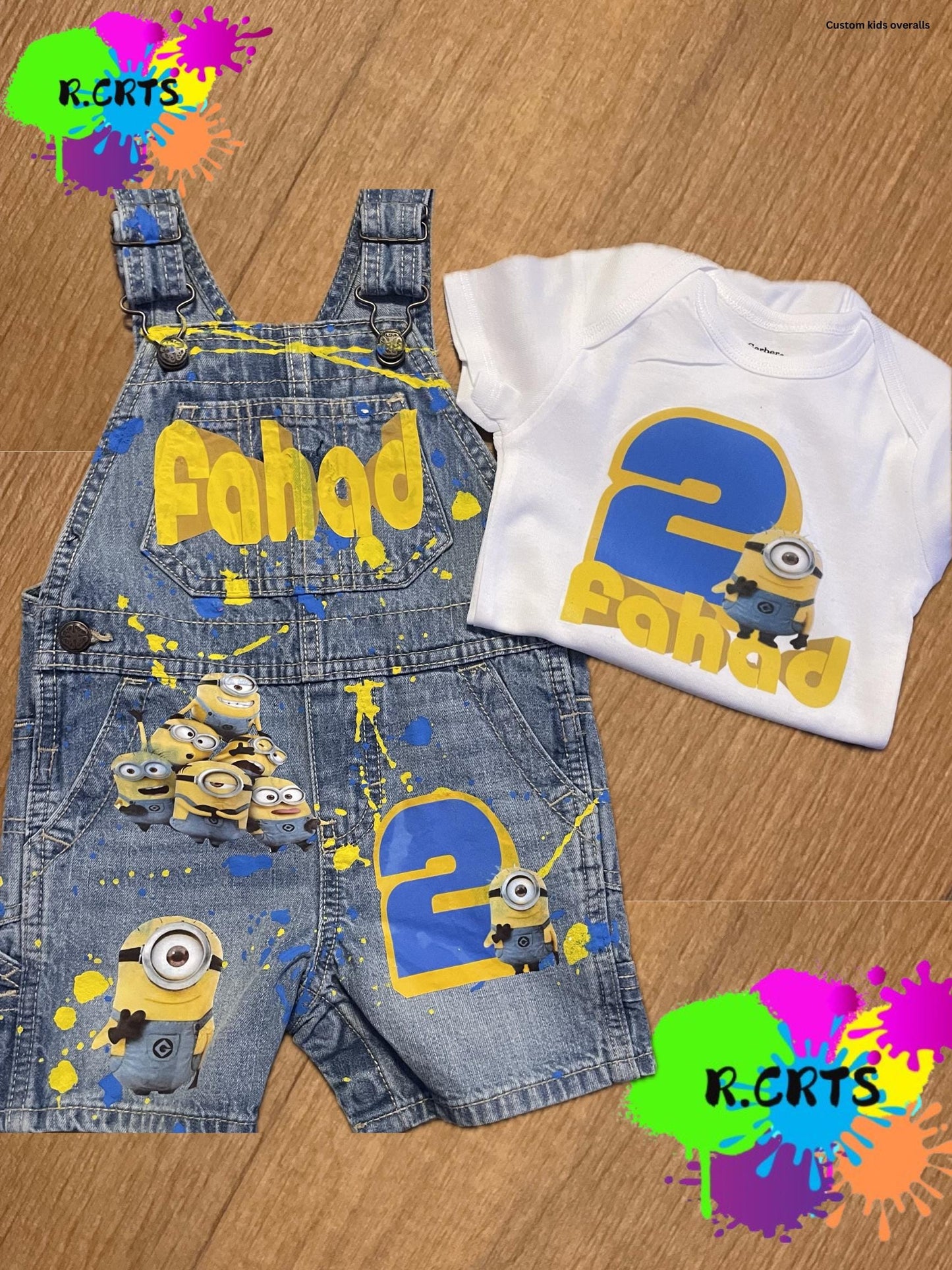 Minions Custom Overall Short  Set -  Any Theme Boy/Girl - Birthday Set - Kids Birthday Outfit - Shortall Birthday Custom